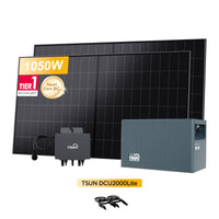 TSUN DCU2000Lite Solarspeicher für Balkonkraftwerke, mit 2 x 525Wp LONGi BC Bifazial Solarmodul, by Powerness