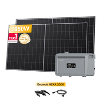 Growatt NEXA 2000 All-in-One Speicher für Balkonkraftwerke, mit 2 x 525Wp LONGi BC Bifazial Solarmodul, by Powerness