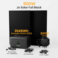 Growatt NOAH 2000 All-in-One Speicher für Balkonkraftwerke, mit 2 x 450W JA Solar Bifaziale Solarmodule,by Powerness