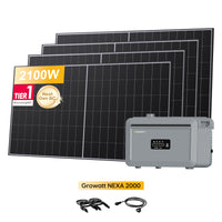 Growatt NEXA 2000 All-in-One Speicher für Balkonkraftwerke, mit 4 x 525Wp LONGi BC Bifazial Full Black Solarmodul, by Powerness