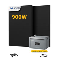 Growatt NEXA 2000 All-in-One Speicher für Balkonkraftwerke, mit 2 x 450W JA Solar Bifaziale Solarmodule,by Powerness