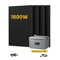 Growatt NEXA 2000 All-in-One Opslag voor Balkon-Zonnepanelen, met 4 x 450W Bifaciale Zonnepanelen, by Powerness