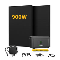 Growatt NOAH 2000 All-in-One Opslag voor Balkon-Zonnepanelen, met 2 x 450W Bifaciale Zonnepanelen, by Powerness